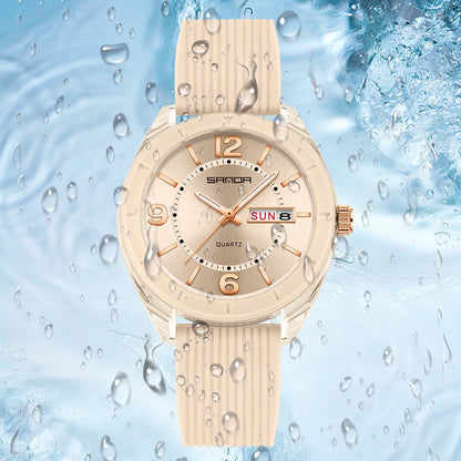 SANDA Quartz Watch for Women Waterproof Auto Date Week Elegant Luxury Ladies Wristwatch Waterproof Analog Women's Watches