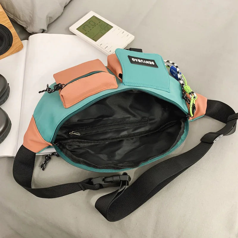 Women Waist Bag Casual Nylon Fanny Packs Banana Bags Street Hip Hop Waist Packs Unisex Chest Pack Travel Shoulder Crossbody Bags