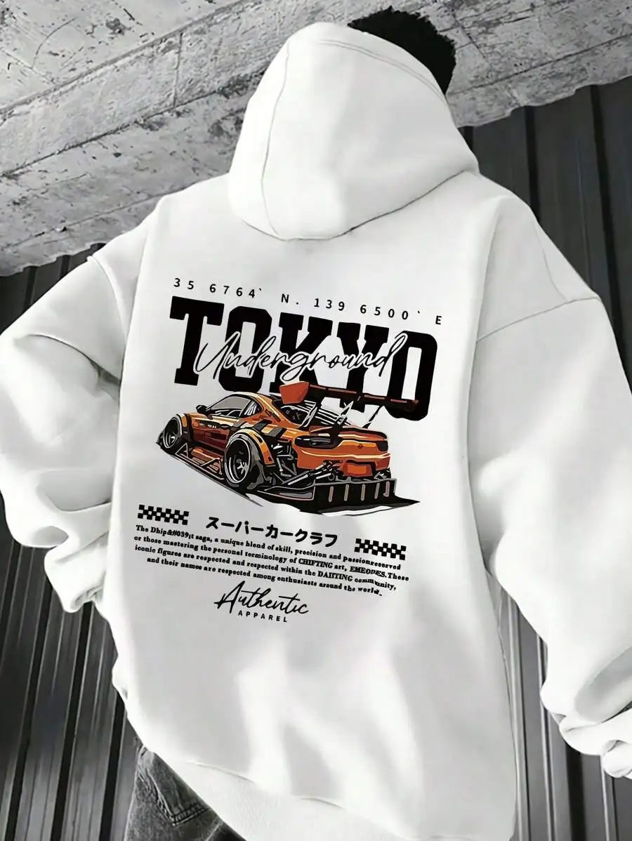 Vintage Mens Casual Car Print Hoodies Women Grunge Y2k Sweatshirt Oversized Hoodie Tops Streetwear Goth Casual Women Clothing