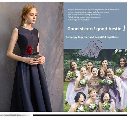 Long Bridesmaid Dress Spring/Summer 2025 New Temperament Satin Bridesmaid Sisters Dress Black Banquet Evening Dress Badiee Stylez