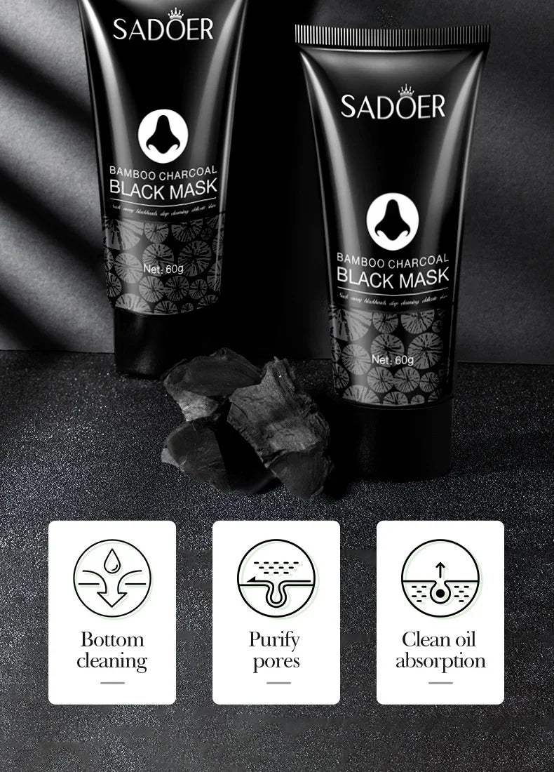 Blackhead Remover Mask Bamboo Charcoal Shrink Pores Acne Black Head Removal Cream Nose Cleansing Black Peel Off Masks Skin Care