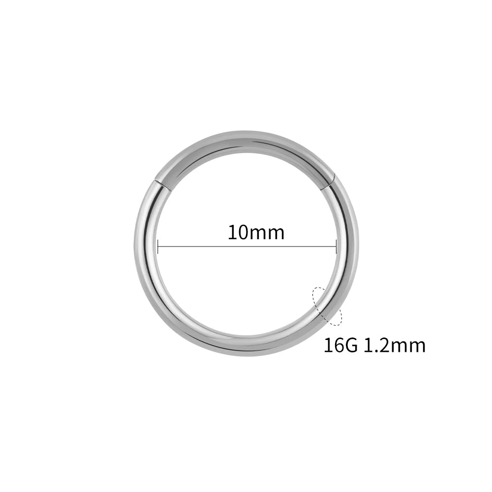 Right Grand ASTM F136 Titanium Hinged Hoop Nose Rings 20G 18G 16G Septum Ring Body Piercing Jewelry Helix Cartilage Rook Earring Titanium 1.2x10mm