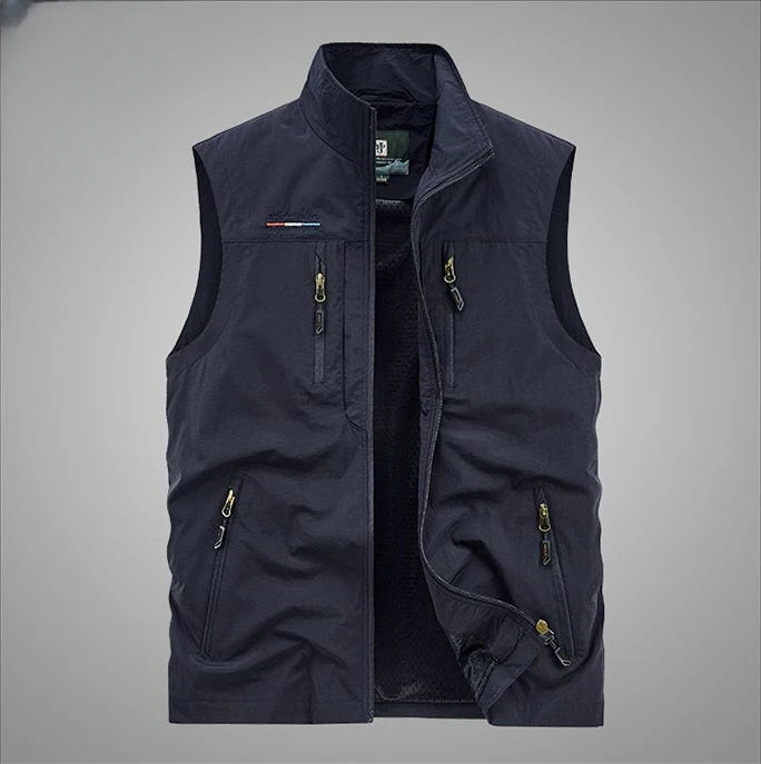 Men's Summer vest 2024 Thin Style Multi Pocket Waterproof Durable Large Size Casual Outdoor Travel Vest Men's Sleeveless Jacket