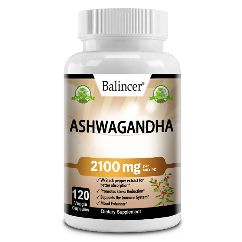 Organic Ashwagandha 2,100 Mg - Stress Relief, Mood Improvement, Immune and Thyroid Support 120count United States