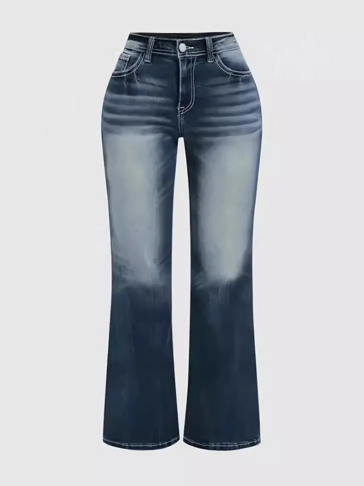 Women's simple Denim flared pants European and American style casual jeans suitable for daily travel - Badiee Stylez