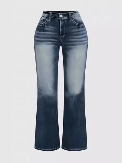 Women's simple Denim flared pants European and American style casual jeans suitable for daily travel - Badiee Stylez