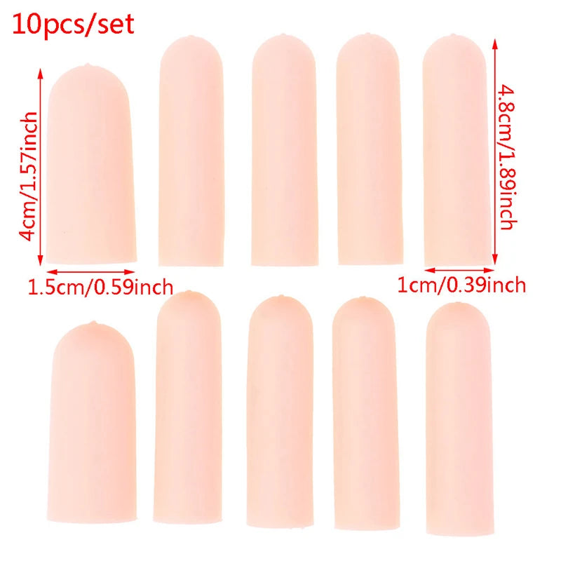 10 Pcs Silicone Finger Cot Gel Finger Protector Fingers Brace Support Gloves For Feneral toe / finger protection Nude