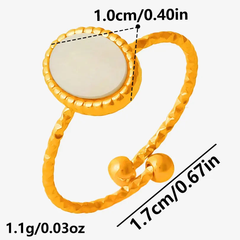 Sea Jewelry Shell Leaf Geometric Round Stainless Steel Rings For Women Men Accessories Open Adjustable Ring Beach Holiday Bagues