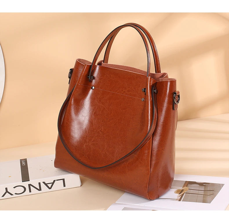 Burminsa Retro Cowhide Genuine Leather Handbags For Women 2025 Luxury Designer Work Tote Shopping Ladies Shoulder Crossbody Bags