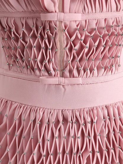 DEAT Elegant Dress Hollow Out Backless Camisole Pleated Flower High Waist Women's Party Dresses 2025 Autumn New Fashion 13DB5083 Badiee Stylez