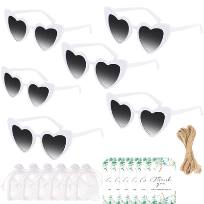 12-60Pcs Wedding Bridal Heart Shaped Sunglasses Party Favors Gift for Guests Bachelorette Hen Party Glasses Bridal Shower Decor Heart White Card 2 CHINA
