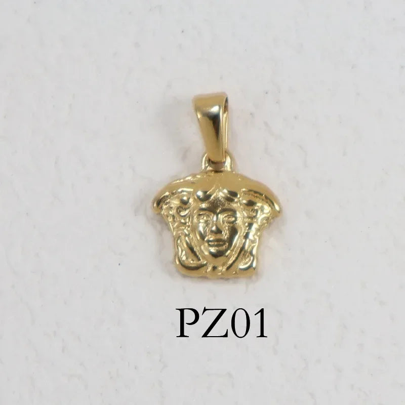 RHYSONG Geometric Stainless Steel 18K Gold Plated Snake Cross Palm Conch Mushroom Pistol Pendant For Women Diy Findings Jewelry 01-GD