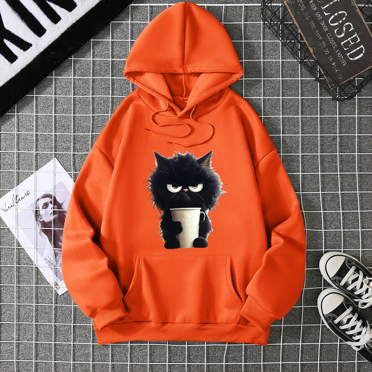 2025 Winter New Women's Hoodie High Street Unisex style Double Pockets Sweatshirts Outerwear Plus-Size Women's Clothing CYXX236 Orange