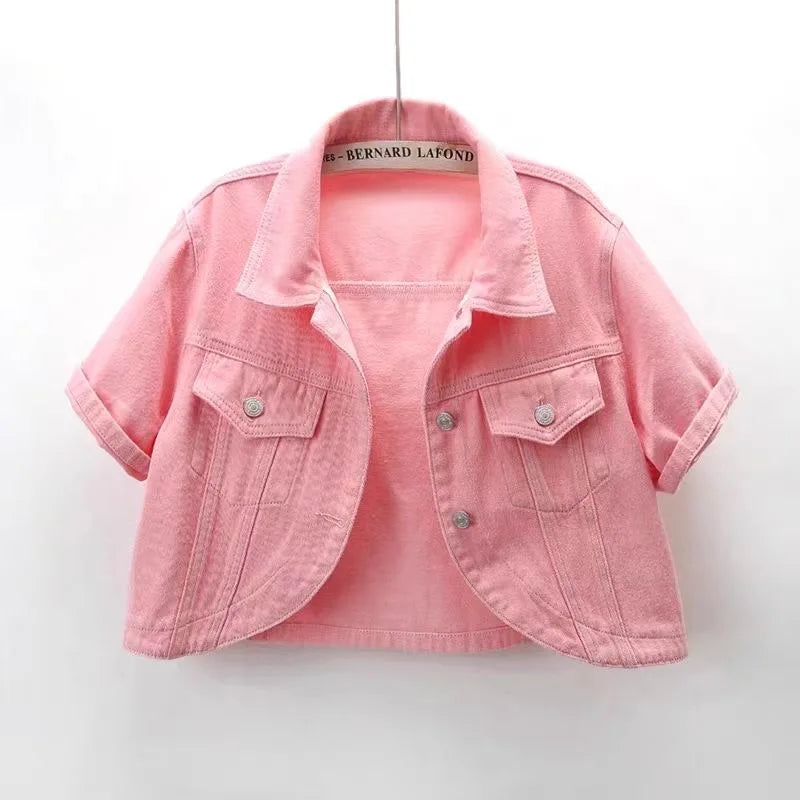 Summer New Joker Casual Short-sleeved Denim Jacket 2025 Women Short Blouse Shawl Waistcoat Female Jaqueta Jeans Feminina