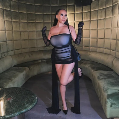 European and American foreign trade 2024 summer new solid color sleeveless strapless ribbon short slim and sexy dress