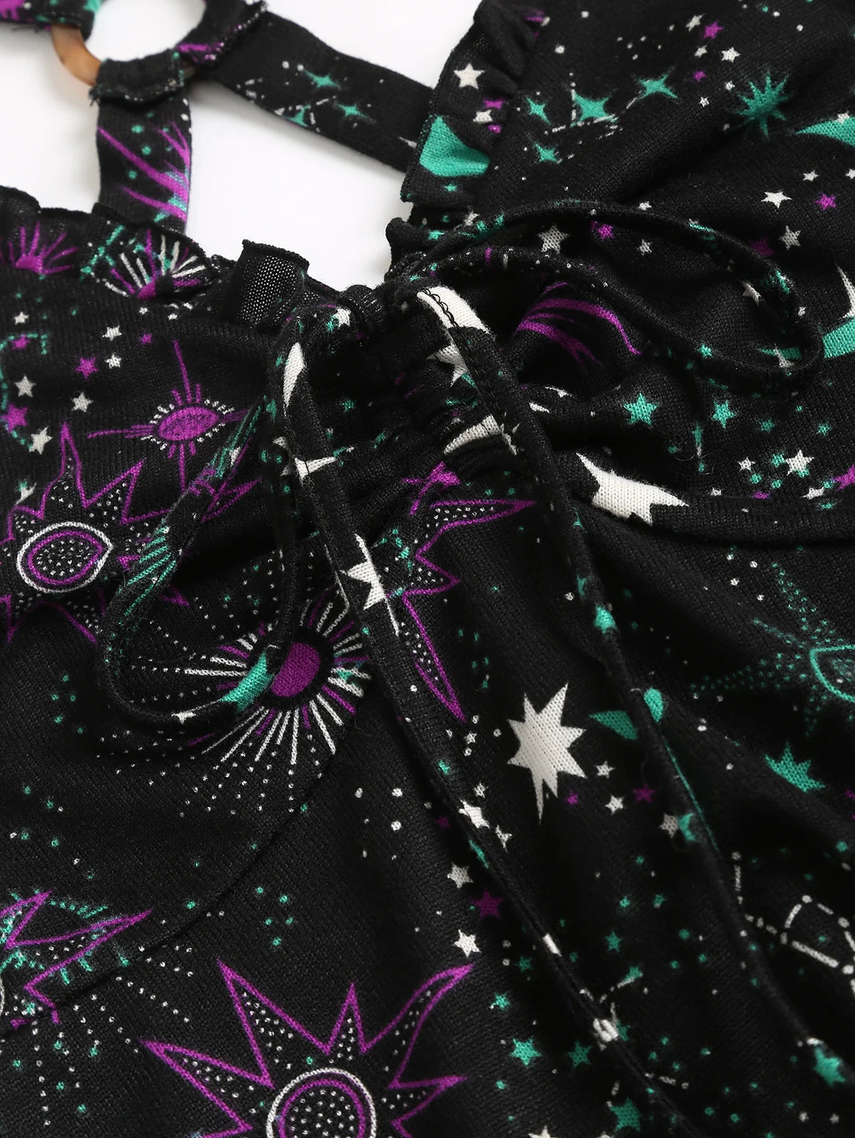 Dressfo 2025 Women's Gothic Tank Tops Galaxy Sun Star Moon O Ring Lace Up Handkerchief Hem Summer Tank Top Y2k Clothes