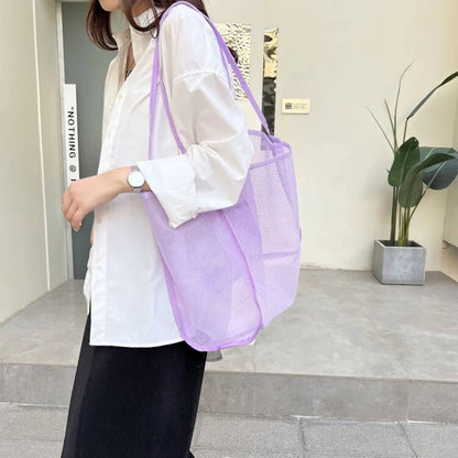 Summer Fashion Mesh Handbag Totes Hollow Out Shoulder Bags For Women Female Casual Fashion Large Capacity Shopping Pack
