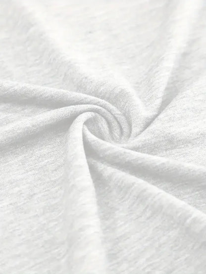 Plus Size Women's Casual Short-Sleeve Round Neck T-Shirt - White Geometric Ladybug & Daisy Print