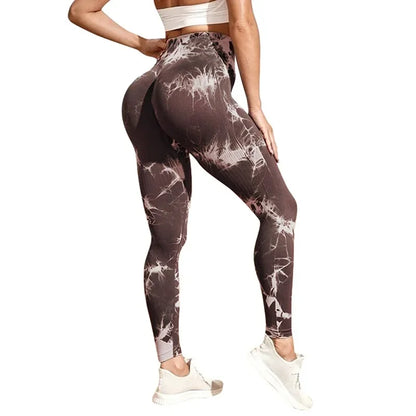 Women Tiedye Gym Leggings Seamless Mujer Push Up Booty Pants Scrunch Sports Fitness High Waist Workout Yoga Leggins Drop Ship