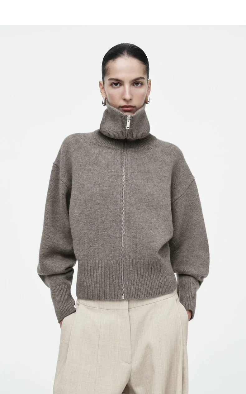 Ethereal cos winter new style of Ladies' casual standard fit waist-cinching knitted pilot jacket
