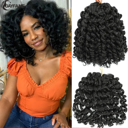 1- 5 Packs 8 inch Jumpy Wand Curl Jamaican Bounce Crochet Hair Natural Black Wand Curls Crochet Hair Short Curly Crochet Braids Badiee Stylez