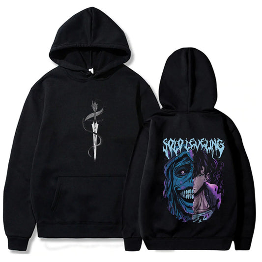 Solo Leveling Statue of God Hoodie Sung Jinwoo Hoodie Anime Graphic Tees Anime Sweatshirts Women Men Gift Streetwear black
