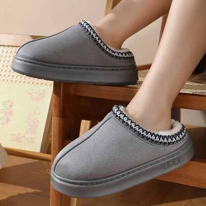 New Fashion Fluffy Platform Slippers for Women 2025 Winter Plush Warm Cotton Shoes Woman Comfort Non Slip Unisex Home Slippers Badiee Stylez