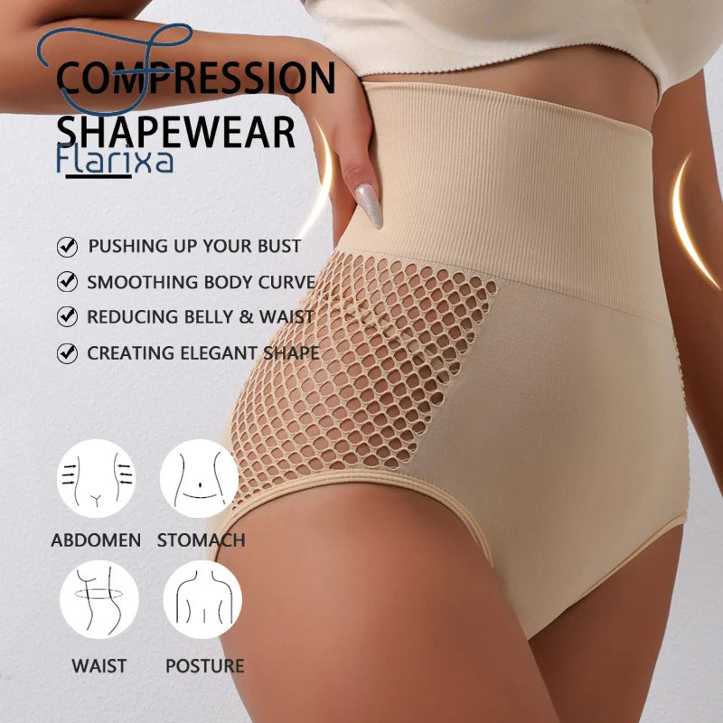Flarixa 1/2/3Pcs Hollow Belly Control Shapewear Women Panties High Waist Double Layer Tummy Shaper Heart-shaped Hip Lift Pants Badiee Stylez