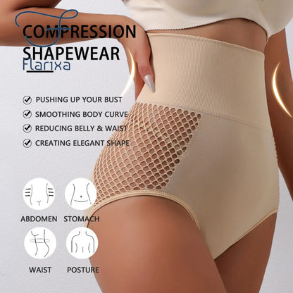 Flarixa 1/2/3Pcs Hollow Belly Control Shapewear Women Panties High Waist Double Layer Tummy Shaper Heart-shaped Hip Lift Pants Badiee Stylez