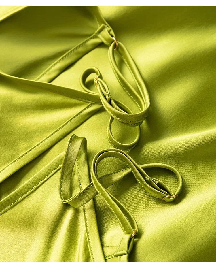 SuyaDream Woman Long Dress, 100%Real Silk, V Neck, Solid Spaghetti Strap Dresses, 2025 Elegant Chic Clothes Badiee Stylez