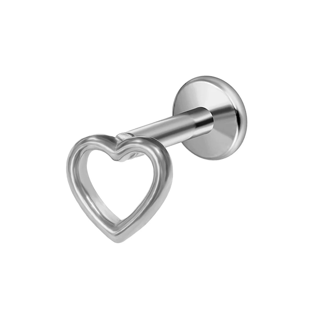 Moon Flat Back Earrings Star Labret Piercing Tragus Heart Internal Thread Cartilage Helix 100% 316L Stainless steel Body Jewelry Badiee Stylez