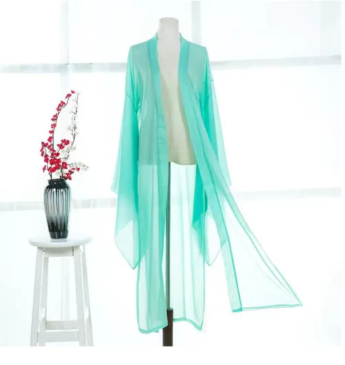 2025 new summer women long chiffon Cardigan sunscreen three quarter sleeve black blue white fashion thin cardigan Picture color