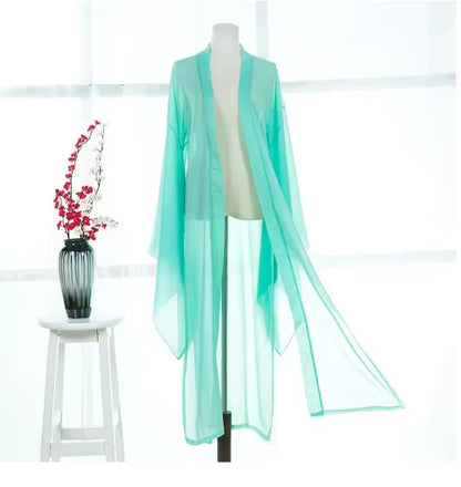 2025 new summer women long chiffon Cardigan sunscreen three quarter sleeve black blue white fashion thin cardigan Picture color