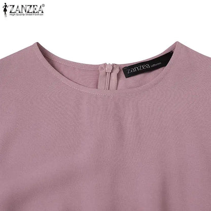 ZANZEA Elegant Office OL Dress Summer Women Half Sleeved Party Sundress Solid Knee Length Robe Fashion Holiday Work Vestidos