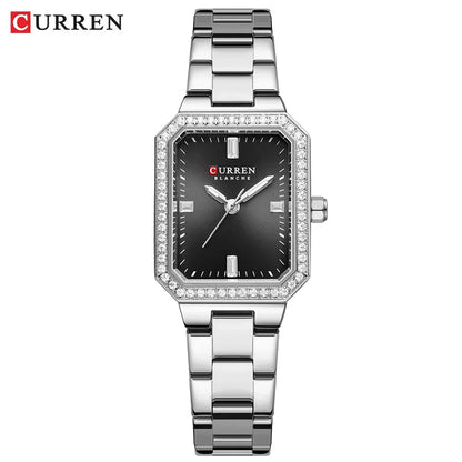 CURREN Women Watch Quartz Watch for Ladies Simple Elegant Dress Wristwatch Stainless Steel Bracelet Silver black