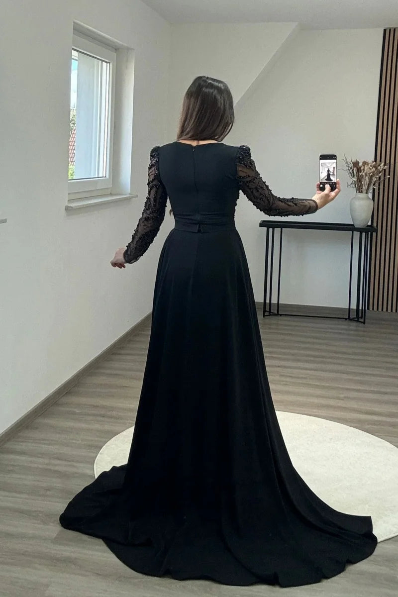Annie Black Wedding Dress Elegant Lady Luxury Prom Dresses Sequin Embroidered Mermaid Formal Occasions فساتين سهرة Customized Badiee Stylez