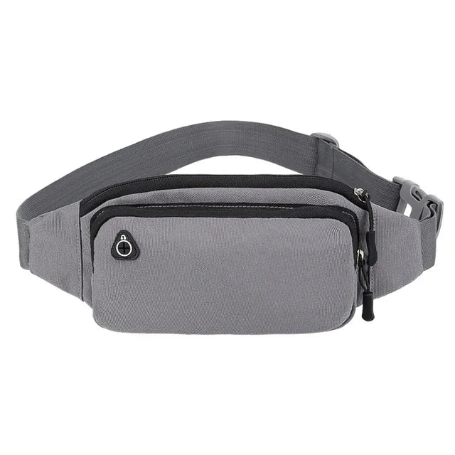 Nylon Waterproof Fanny Waist Bag Pack For Men Women Belt Pouch Male Belly Banana Ladies Bum Hip Kangaroo Sports Running Waistbag Gray CHINA