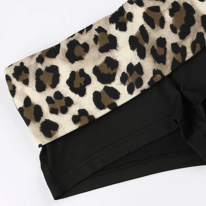 Rockmore Leopard Contrast Patchwork Mini Shorts Low Rise Slim Sexy Bottoms Casual Skinny Women Hot Shorts Baddie Outfits 2025