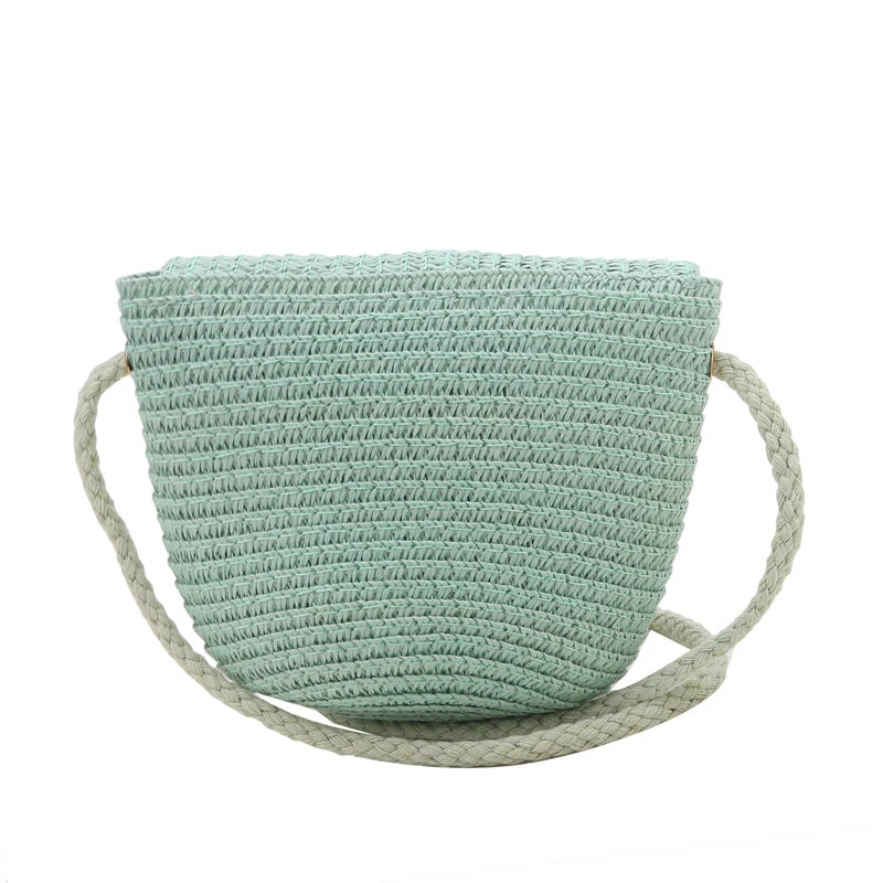 Flip children's Bag Cute Grass Woven Handbag Little Girl Crossbody Fashion Cute Zero Wallet Summer Beach Shoulder Bags