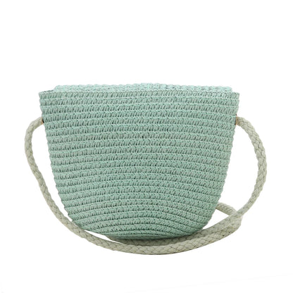 Flip children's Bag Cute Grass Woven Handbag Little Girl Crossbody Fashion Cute Zero Wallet Summer Beach Shoulder Bags