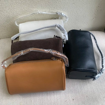 VIELINE Women's Pencil Bag Pillow Bag Genuine Leather Underarm Hobo Bag Day Clutches Ladies Simple Design Mini Purse