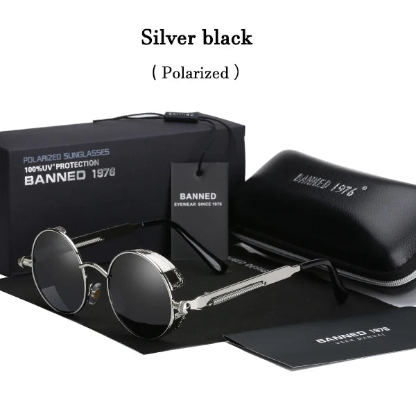 2022 HD Polarized Round Metal Sunglasses UV400 Men's Sun glasses Feminin Women's Vintage Gafas De Sol Metal Goggles With box silver black original box