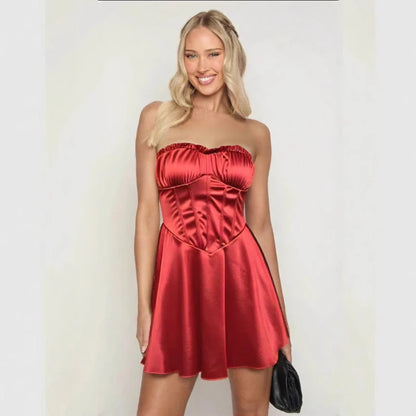 Sexy Mini Dress for Women European and American Style Fishbone Tank Top Cross-Border New Arrival Summer Fashion Female Clothing