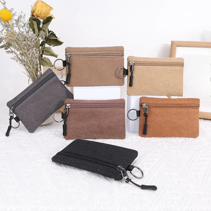 Canvas Mini Coin Wallet Bag Solid Color Zipper Key Bag Money Pocket Purse Women Men Small Card Holder Change Coin Purses