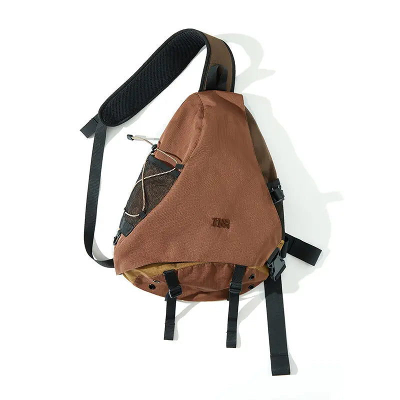 New Y2k Portable Light Nylon Crossbody Bag Trendy Rucksack Travel Shoulder Bag Casual knapsack Outdoor Sports Unisex Chest Packs Style A Brown