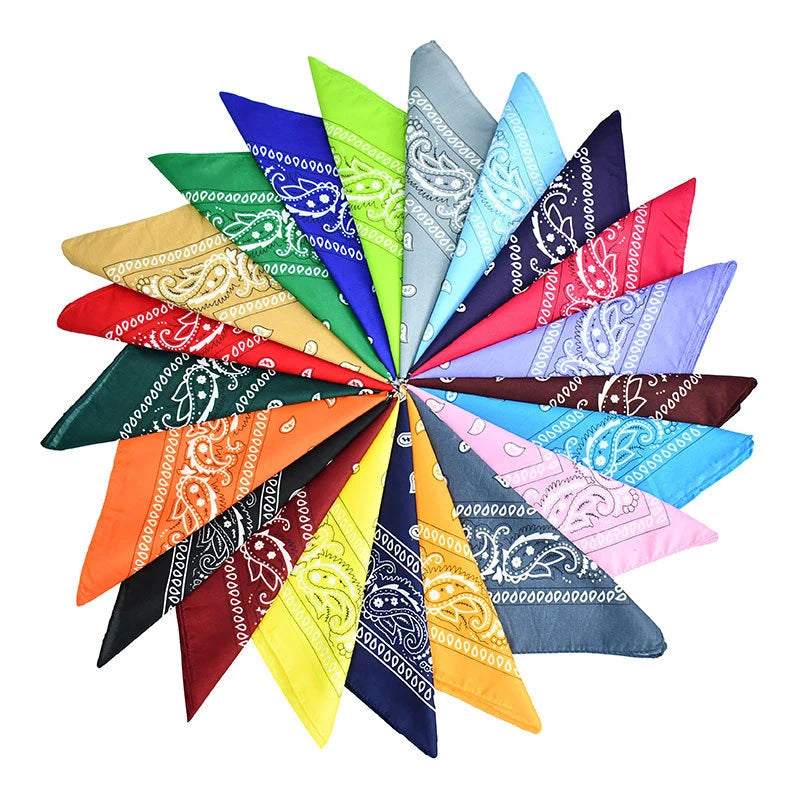 Outdoor Cycling 53cm Cotton Square Scarf Women Men Paisley Print HipHop Bandanas Scarves Headband Handkerchief Hair Mask Badiee Stylez