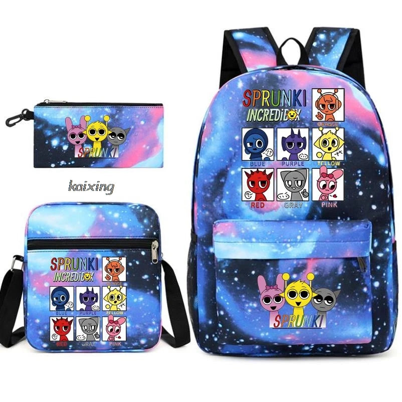 Hot Backpacks New Sprunki Students 3 PCS Set School Bag Teen Girl Boy Back To School Gift Leisure Mochila Teens Travel Bags Picture Color 6 16 inch