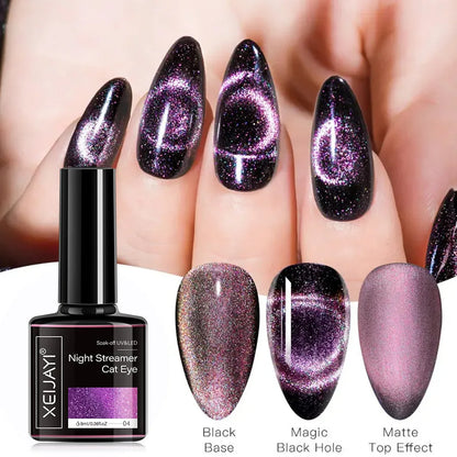 6Colors 9D Galaxy Chameleon Cat Eye Nail Gel Polish Magnetic Long Lasting Shining Magnet Cat Eye Nails Art Soak Off UV Gel 8ml GY91-4