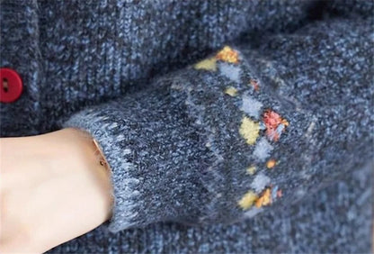 2024 New Sweater Coat Ladies Retro Jacquard Knitwear Cardigan Jacket Early Spring Autumn Western-Style Outerwear Loose Women Top