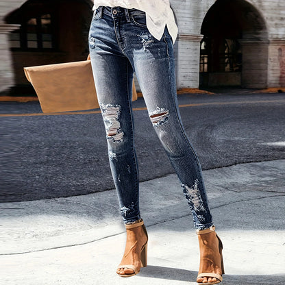 Women's jeans zhendian Collection high waist hip stretch slim fit all-matching nine-point jeans